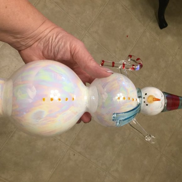 Vintage style glass snowman tree topper - Picture 8 of 8
